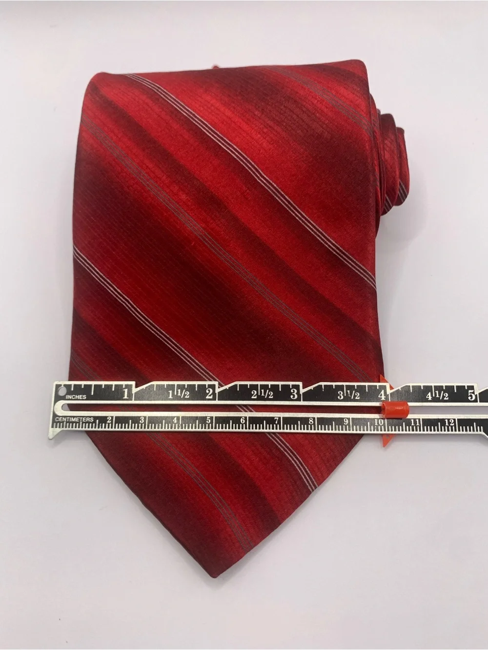 Puritan NWOT Red Striped Men's Tie with Subtle Silver Lines business interview